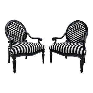 Vintage French Louis Style Chairs Newly Reupholstered in Velvet - Pair