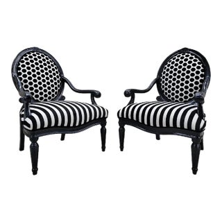 Vintage French Louis XVI Style Armchairs Newly Reupholstered - Pair For Sale