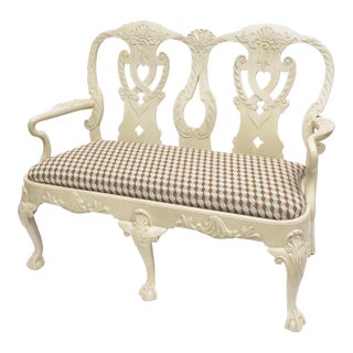 1990s Two Chair-Back Painted Settee For Sale