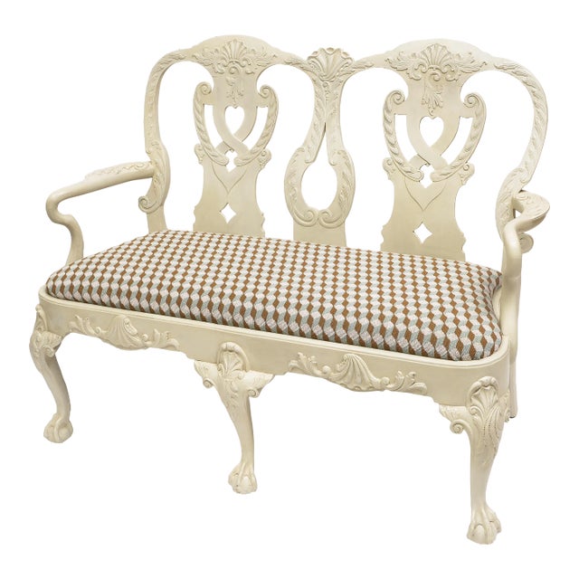 1990s Two Chair-Back Painted Settee For Sale