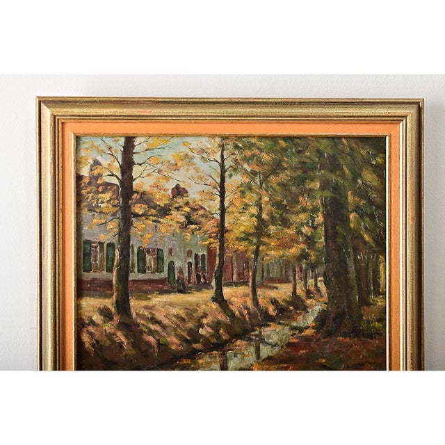 French Vintage Framed Autumn Landscape Painting For Sale - Image 4 of 8