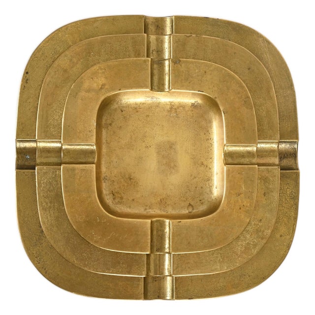 Italian Sculptural Brass Ashtrays by Carl Auböck, 1970s, Set of 3 For Sale