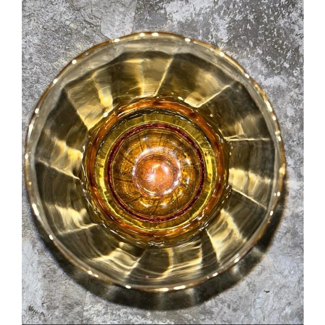 Mid-Century Modern 1960s Mid-Century Modern Wide Mouth Pedestal Amber Vase For Sale - Image 3 of 5