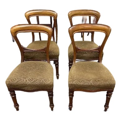 19th Century Set of 4 Balloon Back Mahogany Dining Chairs For Sale