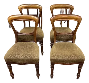 19th Century Set of 4 Balloon Back Mahogany Dining Chairs