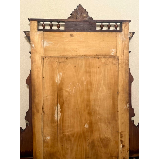 Brown Rare Victorian Antique** Large Intricately Carved Walnut Mirror For Sale - Image 8 of 9