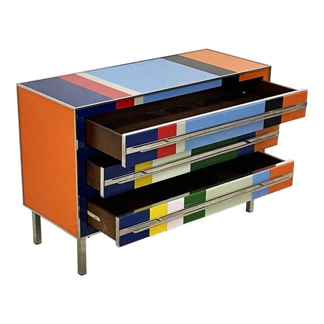 Commode with Three Drawers in Multicolor Murano Glass, 1980s For Sale - Image 6 of 9
