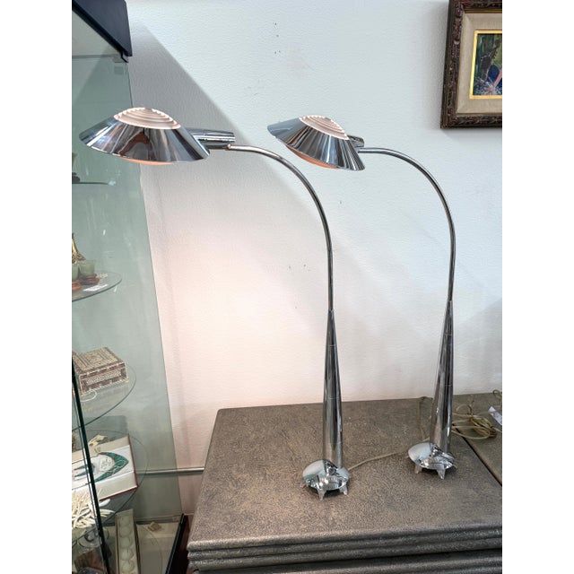 Early 20th Century Stunning Cedric Hartman Chromium Floor Lamps Style CO91 - a Pair For Sale - Image 11 of 18