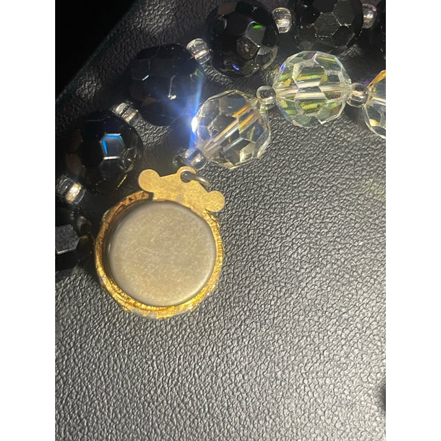 Jet Black Glass and Ab Leaded Crytal and Ornate Clasp, in Style of Vendome MCM Jewelry. For Sale In South Bend - Image 6 of 6