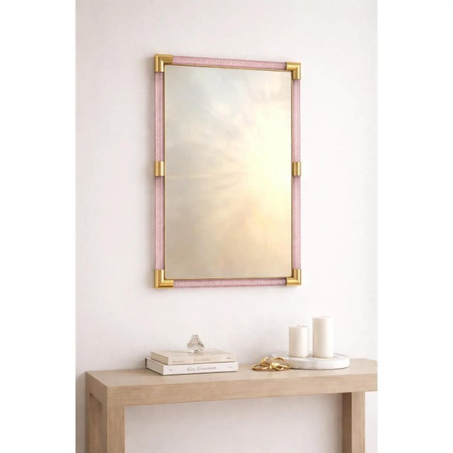 Early 21st Century Modern Pink and Gold Mirror with Torchon Murano Glass Work by Simoeng for Simoeng For Sale - Image 5 of 6