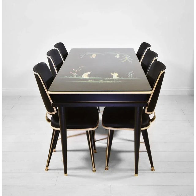 Mid-Century Chinoiserie Dining Table & Six Chairs by Umberto Mascagni, Set of 7 For Sale - Image 4 of 18