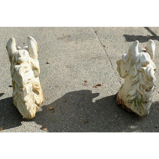 White Statuesque Cast Iron Horse Heads, 1900, Set of 2 For Sale - Image 8 of 9