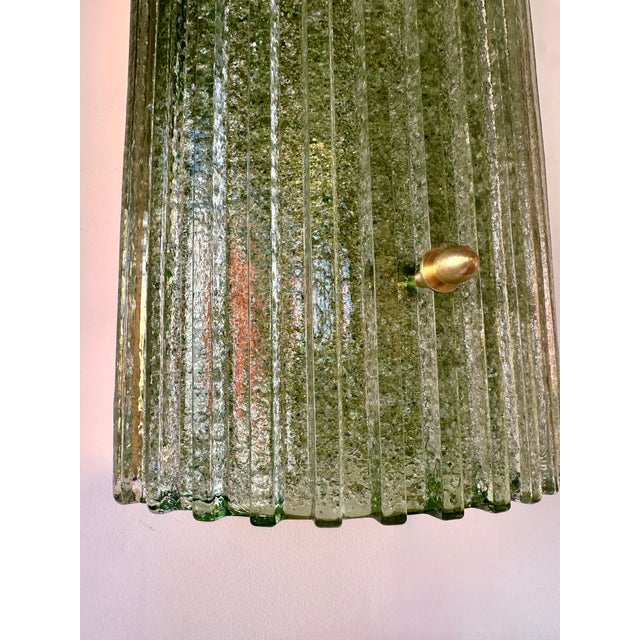 2020s Contemporary Pair of Green Granita Murano Glass and Brass Sconces, Italy For Sale - Image 5 of 12