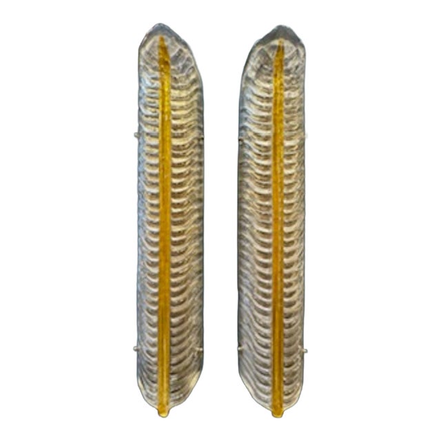 Large Scale Murano Glass Leaf Sconces For Sale