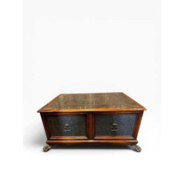 Theodore Alexander Armoury Collection Brass Clad Cocktail Table With Paw Feet For Sale In Boston - Image 6 of 12