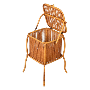 Mid-Century Italian Bamboo, Wicker and Vienna Straw Cubic Magazine Basket, 1960s