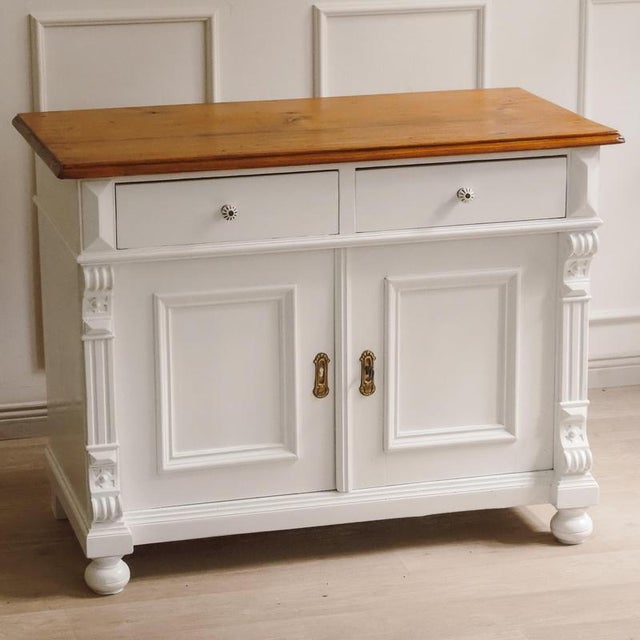 Gründerzeit White Chest of Drawers with Doors For Sale - Image 13 of 13