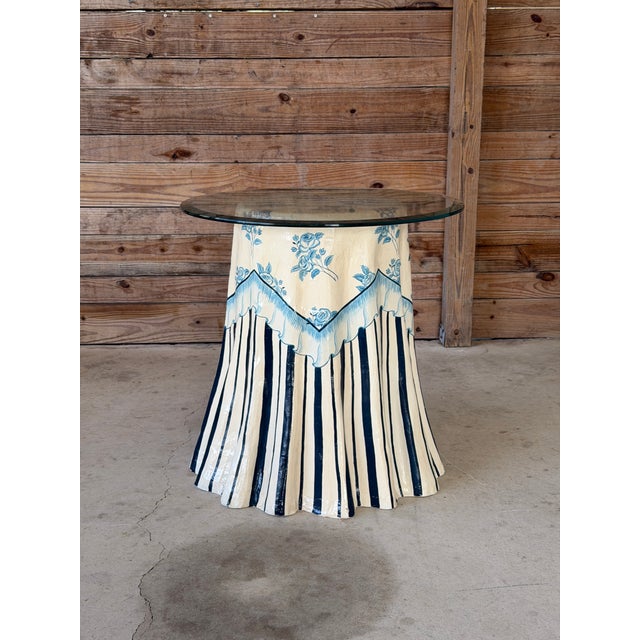 Trompe-L’Œil Hand-Painted Skirted Side Table by Strata Group, “Scandinavian Bouquet,” 1992 For Sale - Image 12 of 12