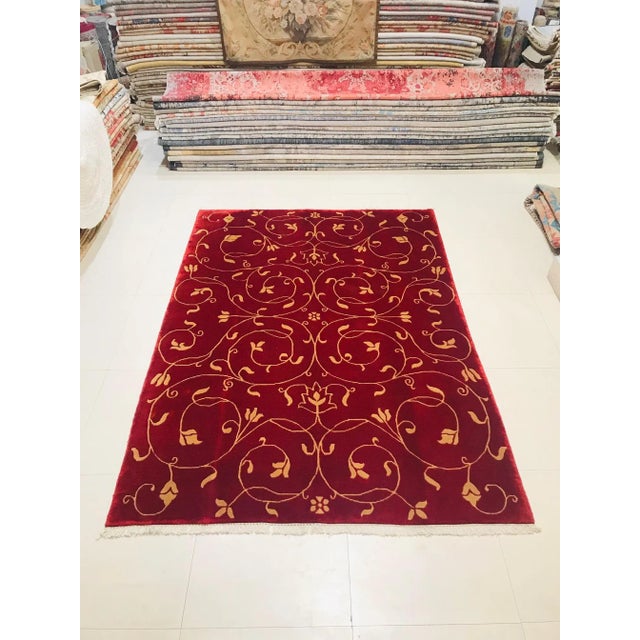 Nepalese Garnet & Beige Rug, 1980s For Sale - Image 13 of 15