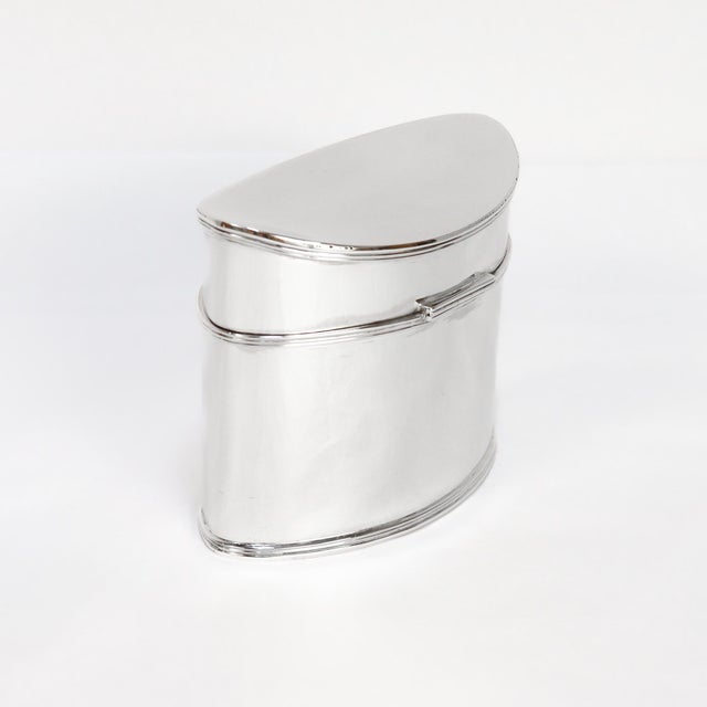 1990s Vintage Tiffany & Co Italian Sterling Silver Navette Shaped Box or Tea Caddy For Sale - Image 5 of 14