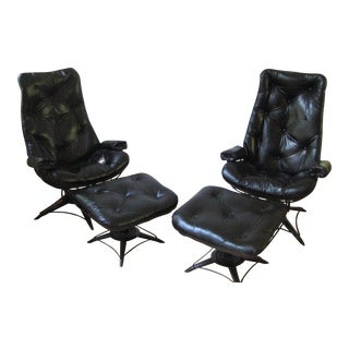 Mid-Century Homecrest Lounge Chairs & Ottomans - Set of 4 For Sale