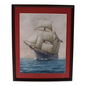 Early 20th Century Uss Nantucket Watercolor W/ Gouache Maritime Painting