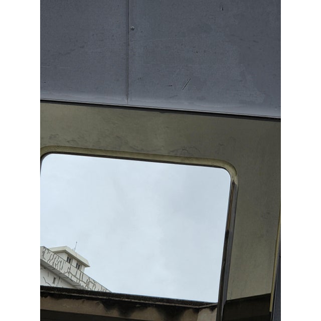 Mirror with Crystal Steel Frame in the style of Fontana Arte, 1960s, in Good conditions. Designed 1970 to 1979 This piece...