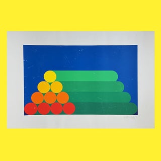 1980s Per Arnoldi Hand Signed Art Serigraph Abstract Geometric Composition Wall Poster For Sale