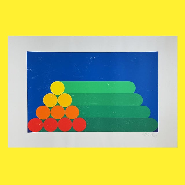 1980s Per Arnoldi Hand Signed Art Serigraph Abstract Geometric Composition Wall Poster For Sale