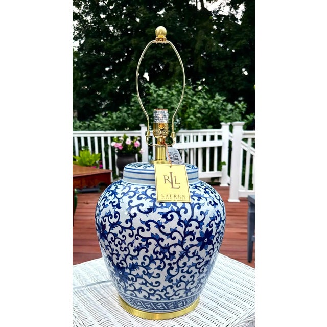 Blue Ralph Lauren Blue & White Porcelain Lamp For Sale - Image 8 of 11