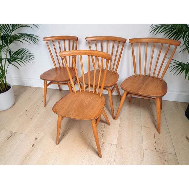 Mid-Century Modern Dining Chairs in Beech and Elm by Lucian Ercolani for Ercol, 1960s, Set of 4 For Sale - Image 6 of 16