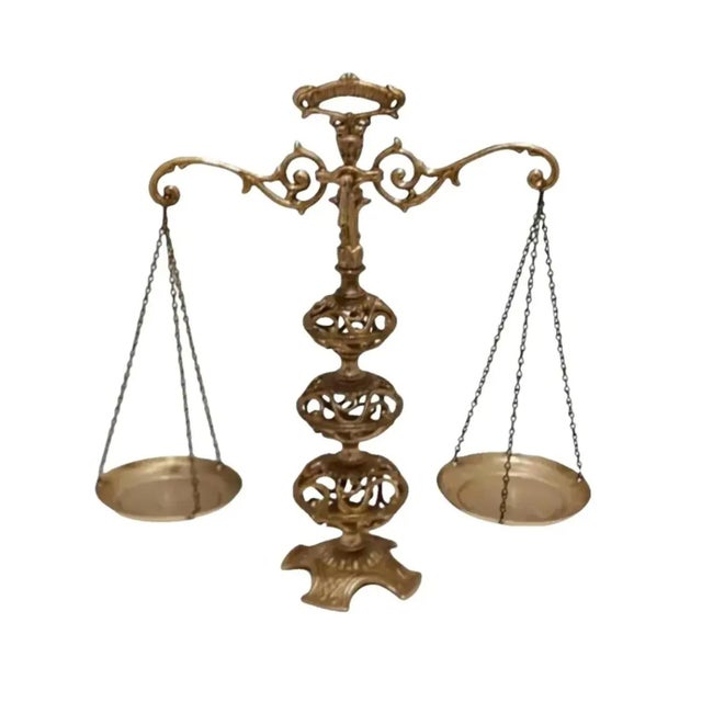 1960s Hollywood Regency Ornate Decorative Filigree Balance Scale For Sale - Image 12 of 12