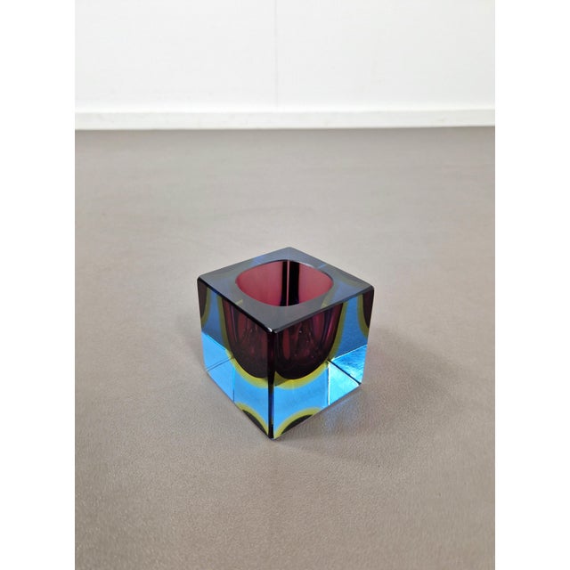 Murano Sommerso Glass Cube by Flavio Poli, 1960s For Sale - Image 11 of 12