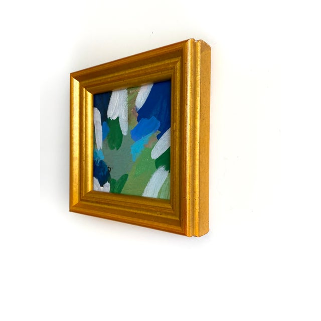 Abstract "Green and Blue" Framed Mini Painting by Jessalin Beutler For Sale - Image 3 of 3