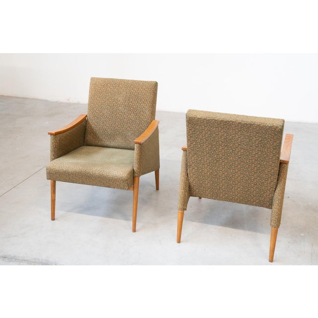 1970s Set of Vintage Armchairs in Oak Wood and Embossed Fabric, Former Czechoslovakia, 1970s For Sale - Image 5 of 18