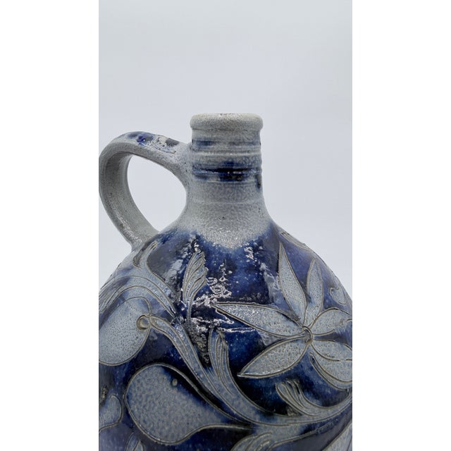 Blue Antique German Westerwald Blue Incised Stoneware Jug, Circa 19th Century For Sale - Image 8 of 17