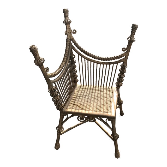 Heywood-Wakefield Gold Wicker Photographer's Chair | Chairish