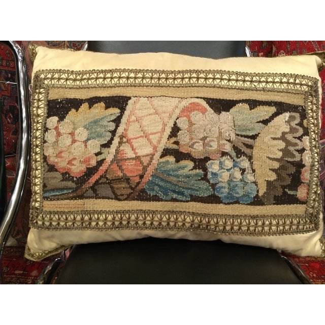 French Provincial Antique Aubusson Tapestry Pillow Collection, 18th-Century Handwoven French Aubusson Tapestry For Sale - Image 3 of 7