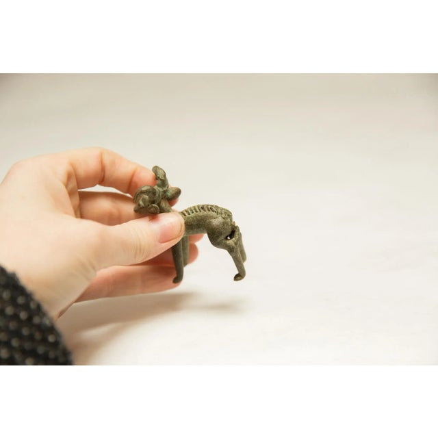 Vintage African Dark Oxidized Forward Horn Ram For Sale - Image 4 of 6