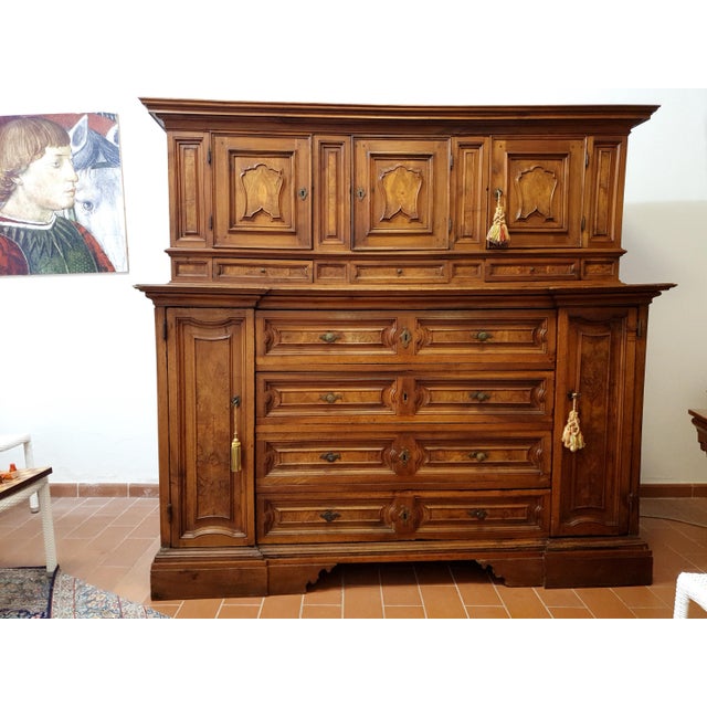 Brown Antique 17th Century Walnut Sideboard with Rusticated Walnut Briar Doors For Sale - Image 8 of 8
