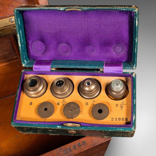 1900s Victorian Antique Monocular Microscope, English Brass, Scientific ...