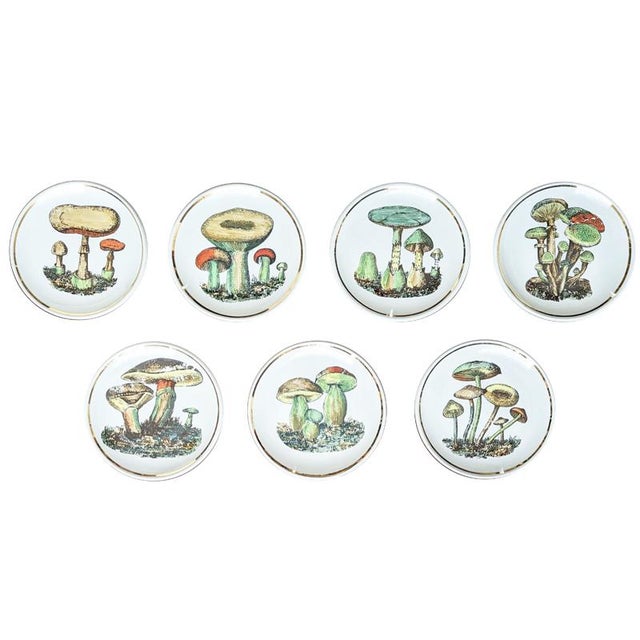 Small Ceramic Coasters with Mushrooms by Bucciarelli, Milano, 1950s, Set of 7 For Sale - Image 11 of 11