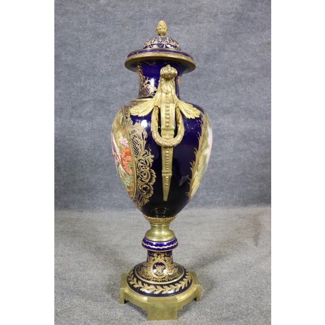 19th C. Sevres Style Bronze Mounted Porcelain Vase For Sale - Image 12 of 13