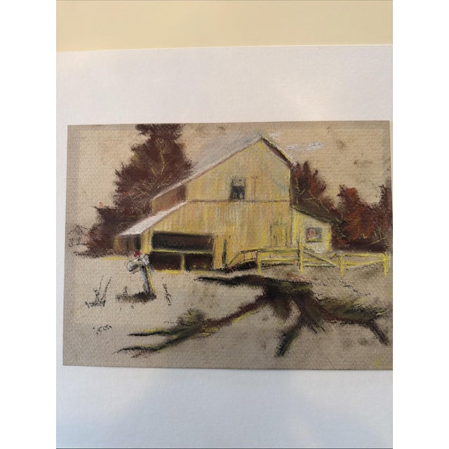 Original mid-century pastel architectural study, likely created as part of an artist's sketchbook or working series. This...