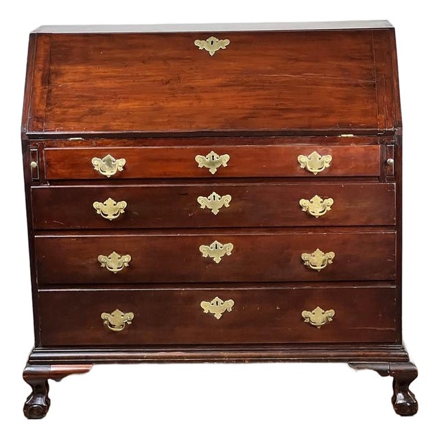 18th Century New England Chippendale Cherry Slant Front Desk, Circa 1770–1790 For Sale