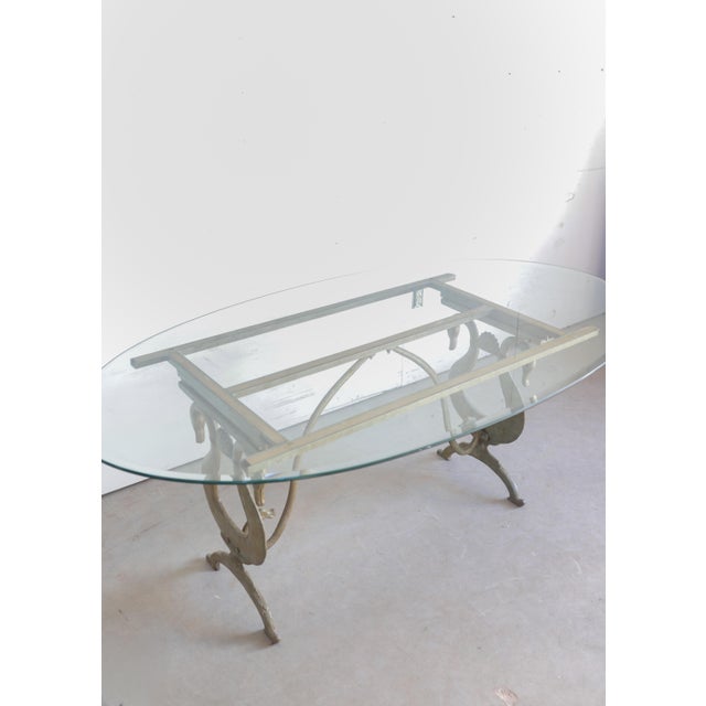 Spectacular Iron Swan Table With Oval Glass Top For Sale - Image 4 of 10