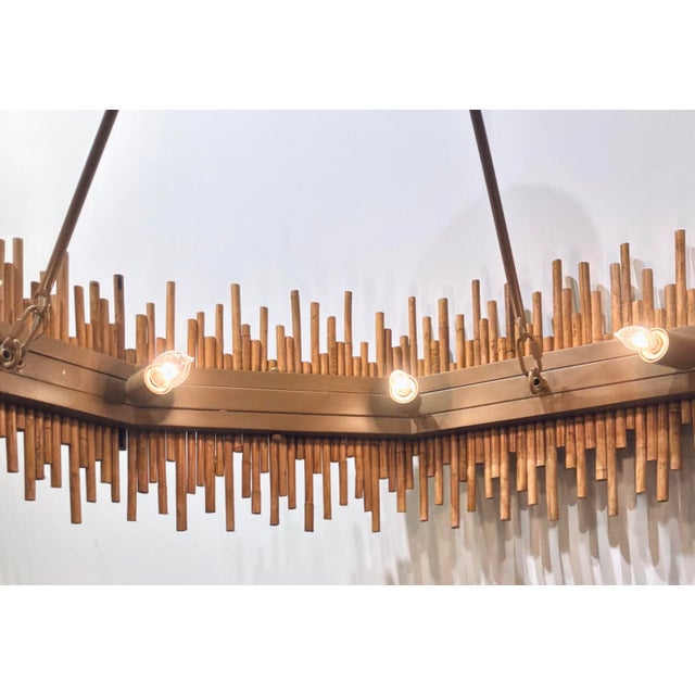 Contemporary Currey & Company Organic Modern Rattan Teahouse Chandelier For Sale - Image 3 of 6