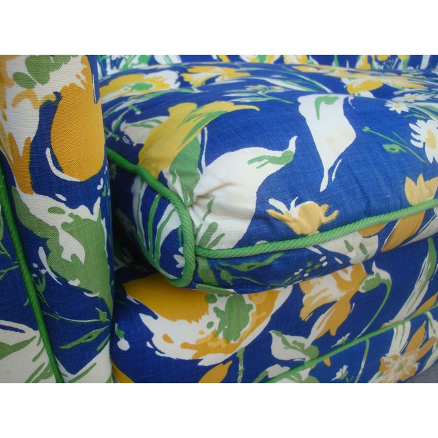 1970s Blue & Yellow Floral Sofa by Highland House of Hickory Chairish