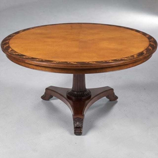Maitland - Smith 20th-C. Maitland-Smith Neo-Classical Style Inlaid Mahogany Round Dining or Center Table For Sale - Image 4 of 7