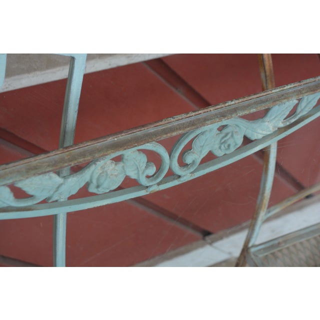 Vintage Salterini Style Iron Aqua Green Patio Table & 4 Chairs, Attributed For Sale - Image 9 of 11